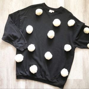 Black Pom Pom Sweatshirt
